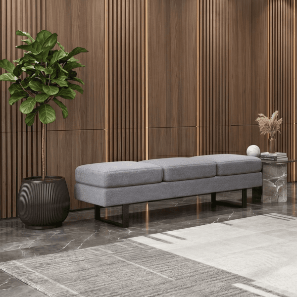 Modern 3-Seater Upholstered Waiting Bench