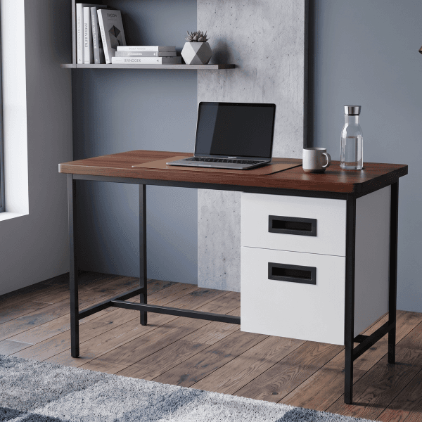 Modern Wooden Office Study Desk with Drawer Cabinet