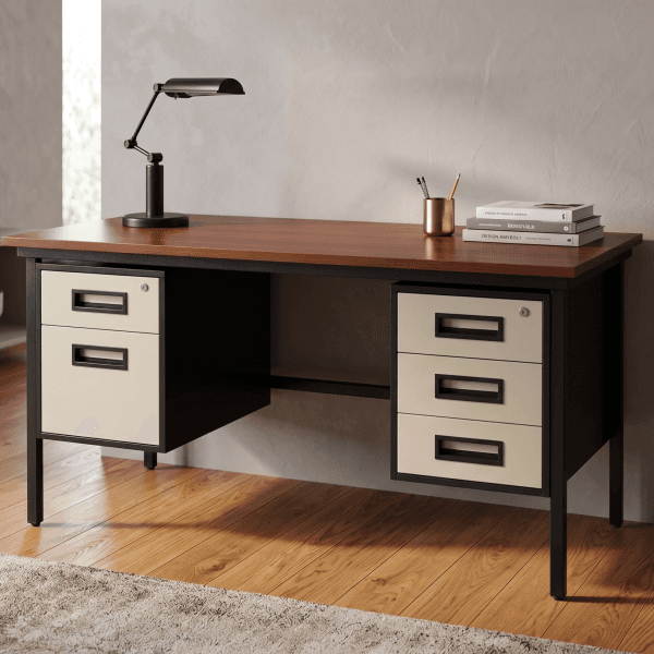 Modern Executive Office Desk with Storage