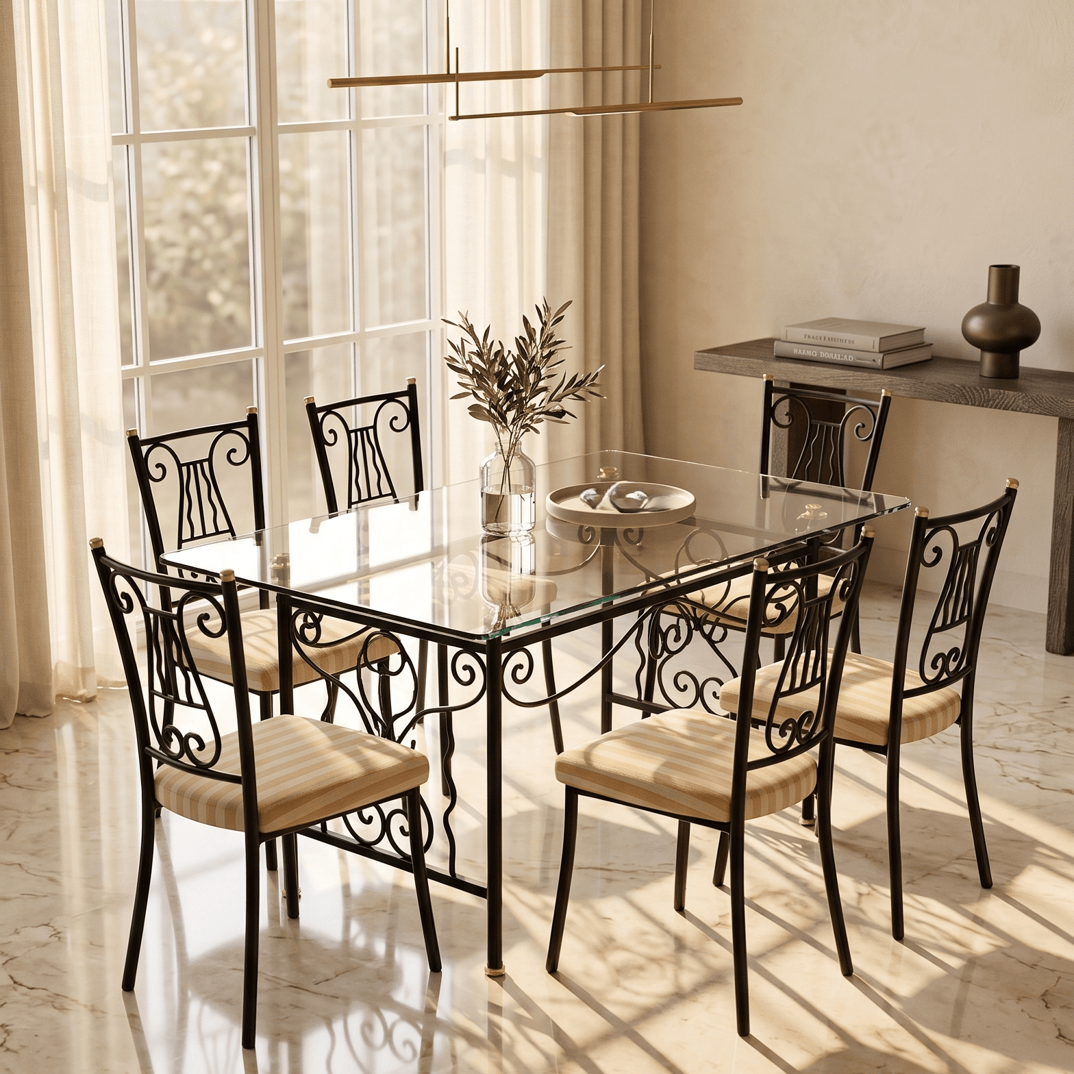 Elegant 6 Seater Glass Top Dining Set