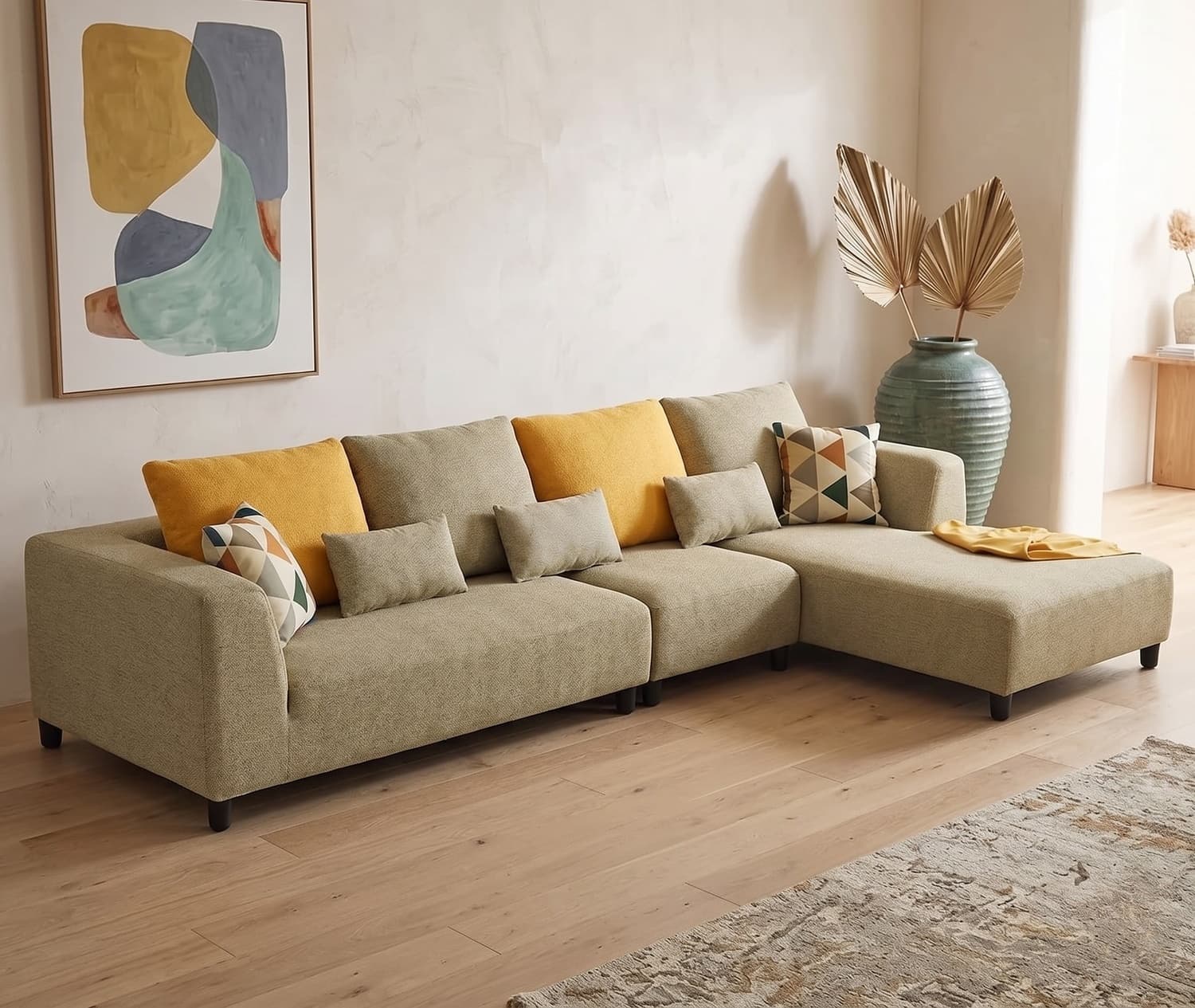 Modern Fabric L Shape Sectional Sofa