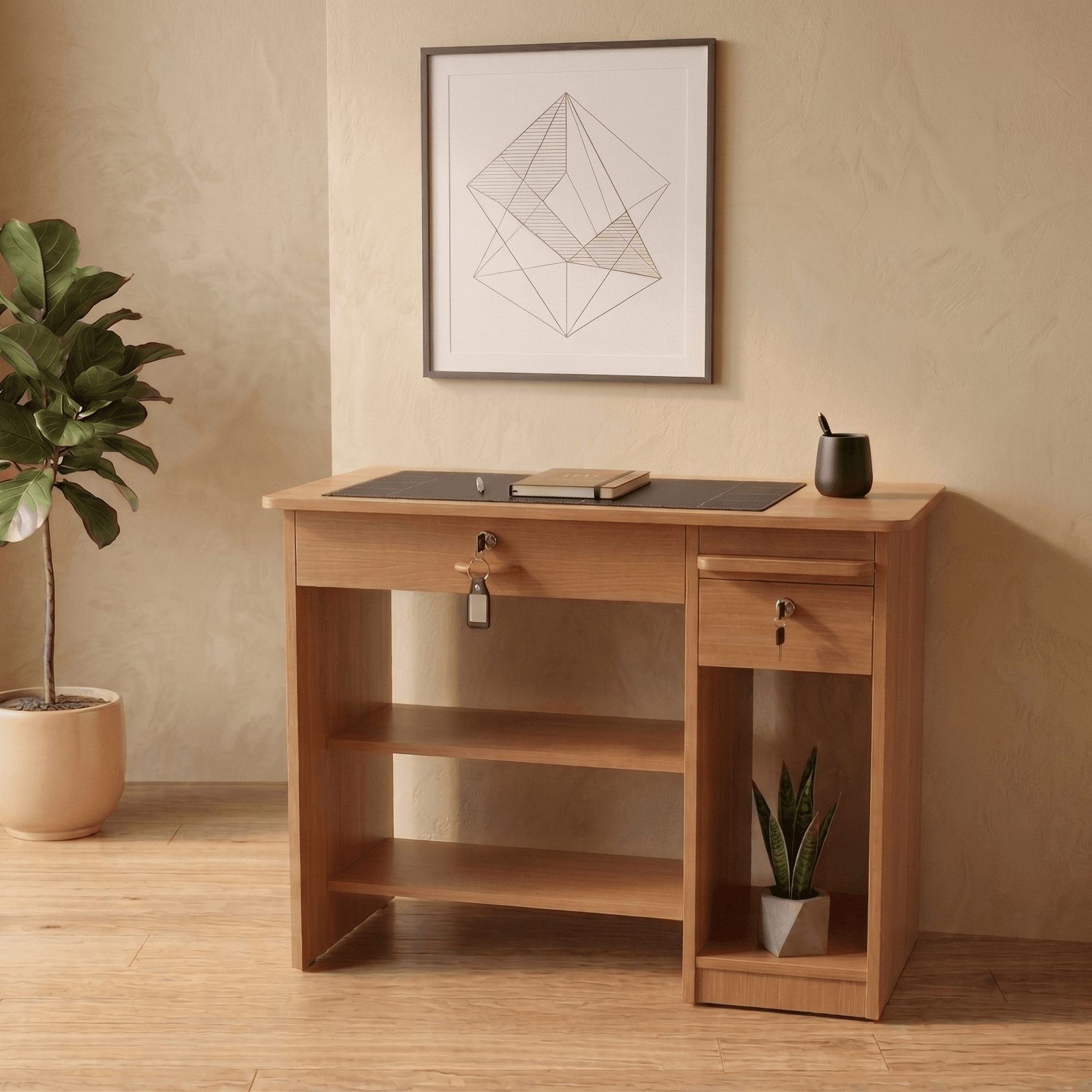 Modern Wooden Study Desk with Storage