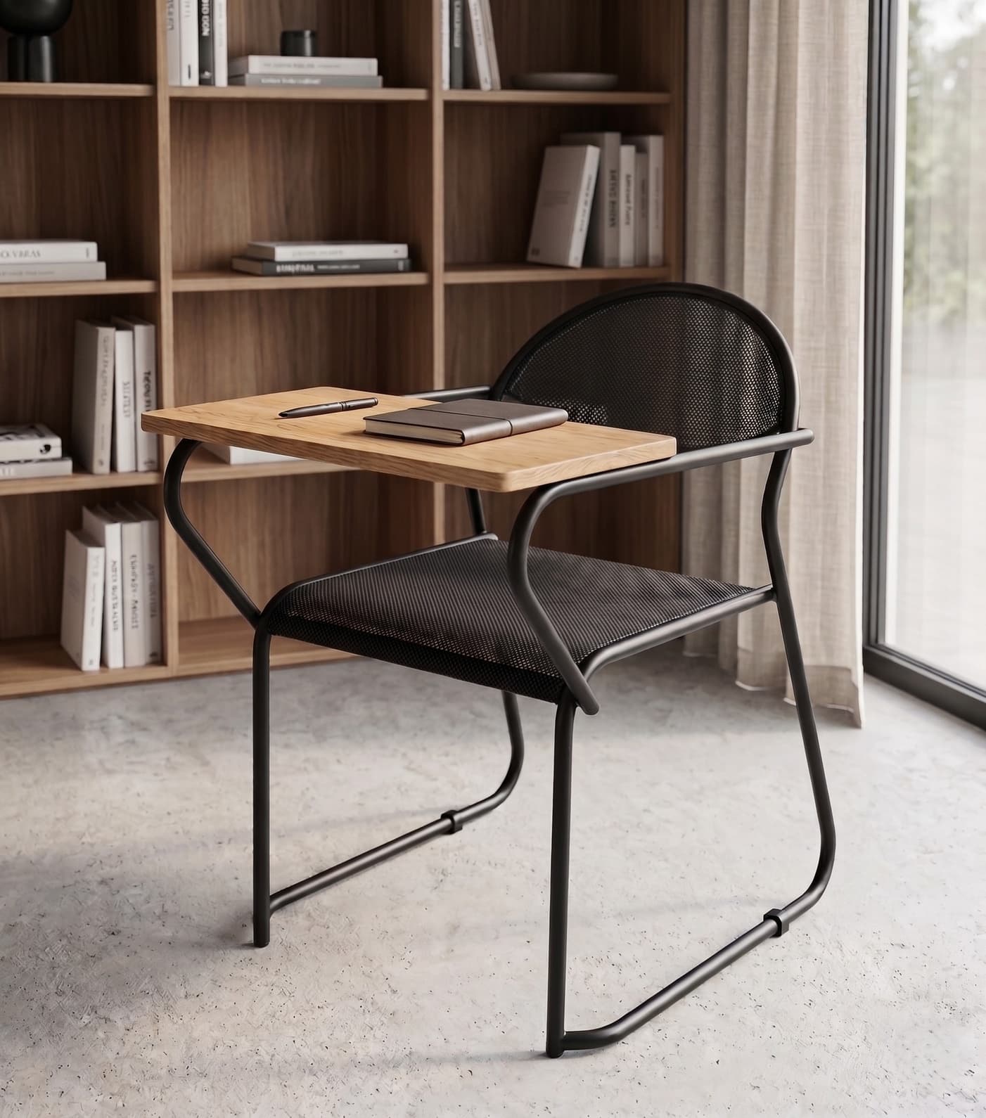 Modern Writing Chair with Attached Desk