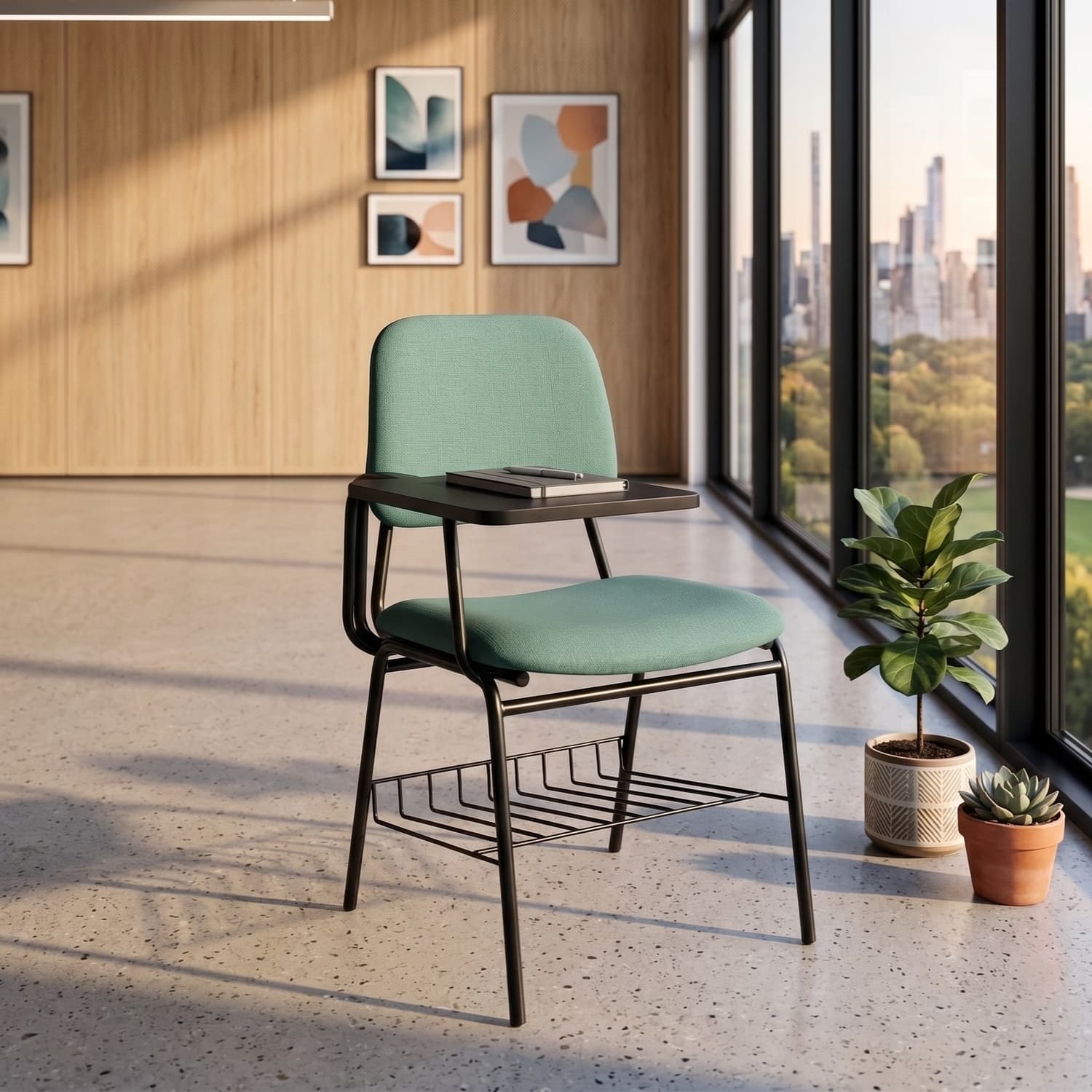 Student Writing Chair with Book Rack